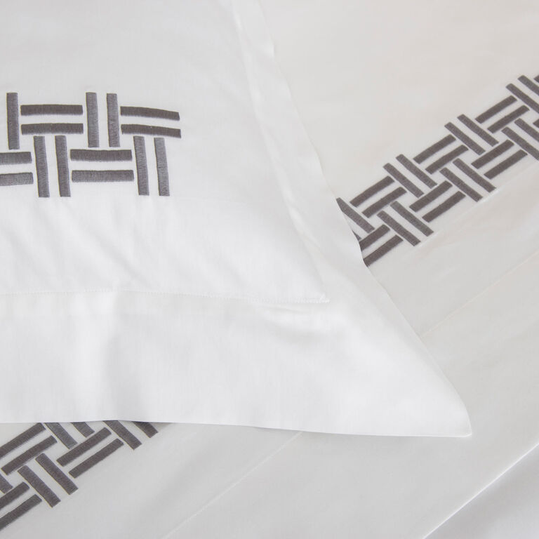 slide 3 Basket Weave Embroidered Duvet Cover